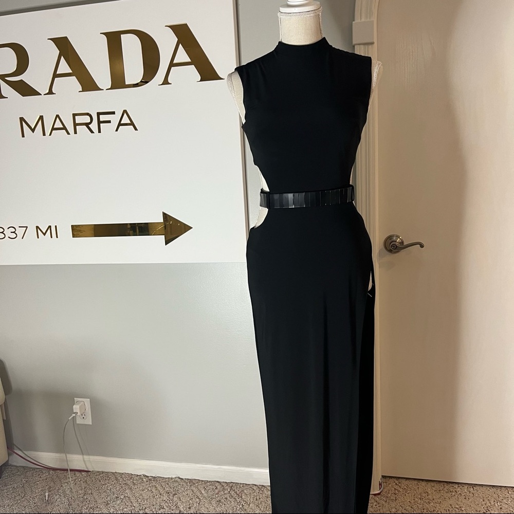 Black slit dress